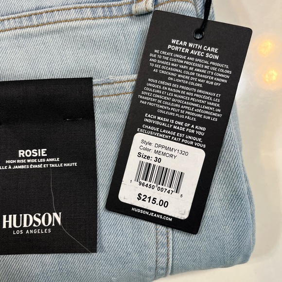 Hudson distressed denim wide leg ankle jeans size 30 - Picture 13 of 14